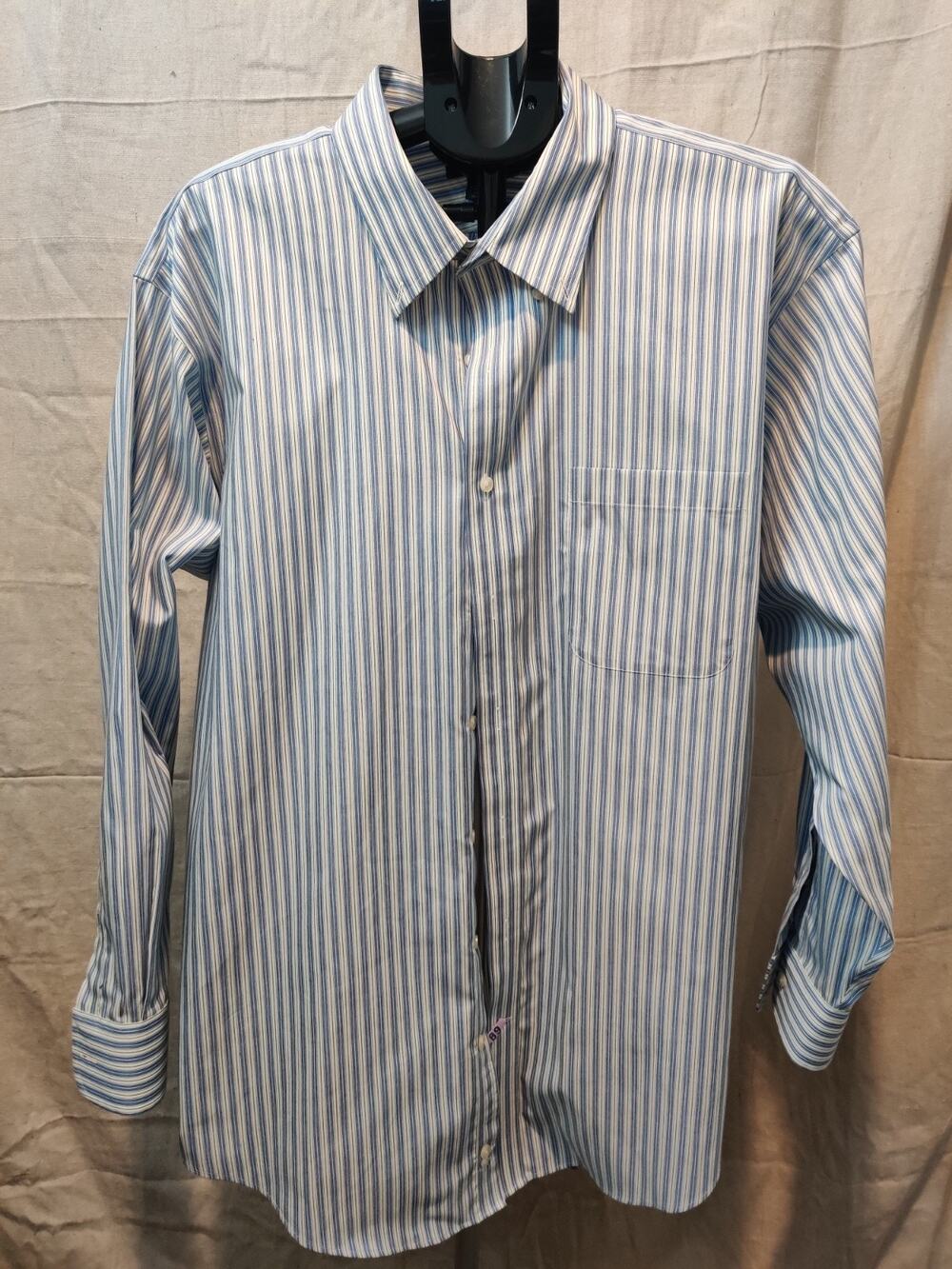 Vintage Lands' End Shirt Men's Size 18-34 Button Up Striped Pintpoint Oxford